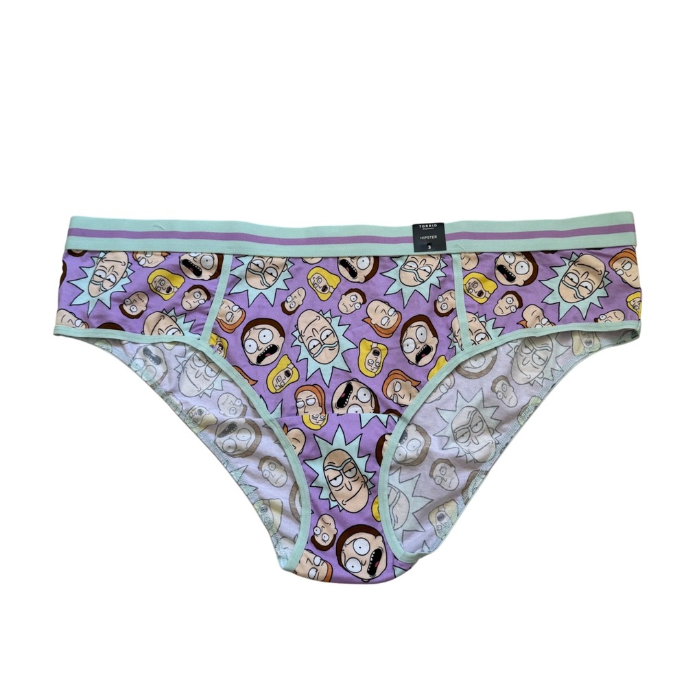 Torrid Rick and Morty Hipster Panties Purple Character Print Plus Size 3 3X NEW